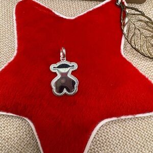 Silver and Black Bear Pendant sterling Silver 925